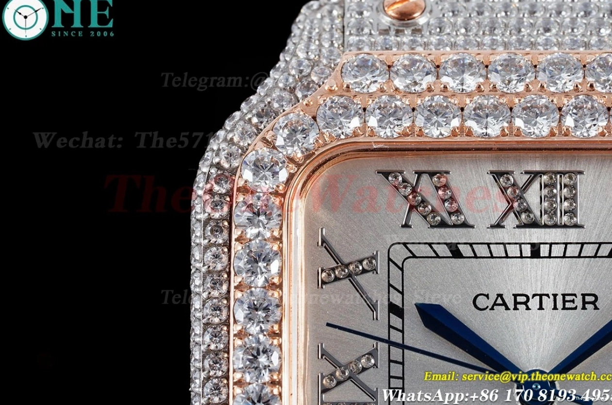 SS Silver MY9015 Santos Dial XL AMG Mens 40mm SS 100 RG 1202